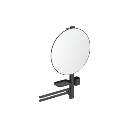 Ideal Standard Beauty Bar Accessoires-Kombi. Alu+ L800 mit Spiegel d:500mm Silk Black, BD587XG BD587XG