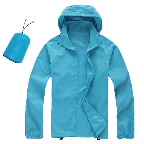 Damen Herren wasserdichter Wanderregenmantel UPF 50 UV-Sonnenschutz Reißverschluss Hoodie Langarm Angeln Laufjacke Windjacke Sommer Outdoor winddichter Sonnenschutz UV-beständige Jacke Top Klettern Image