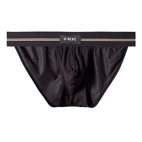 Herren Sport Briefs Höschen Unterwäsche Lässig Athleisure Lounge Sommer Frühling Herbst Winter Modal Weich Schweißableitend Atmungsaktiv Gehen Laufen Sportbekleidung Sportkleidung Einfarbig Schwarz Image