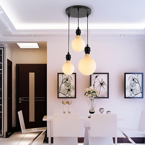 Kronleuchter Esszimmer Kronleuchter einfache moderne Scheibe gerade Platte Mode Glas Lampenschirm Tisch kreative Persönlichkeit Kronleuchter 85-265v Image