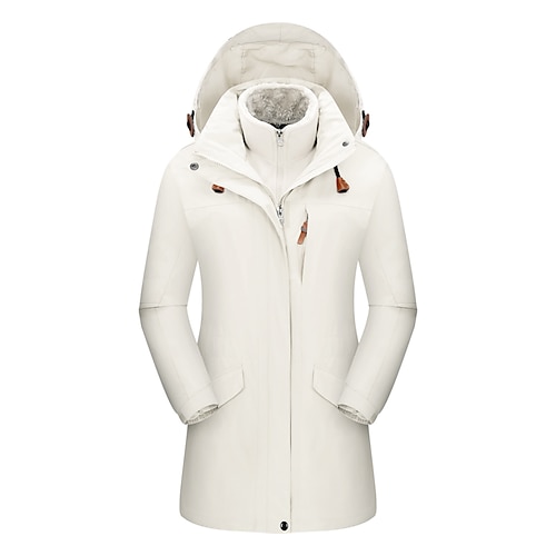 Per donna Giacca con Cappuccio Giacche 3-in-1 da escursionismo Giacca da Sci Inverno All'aperto Calore Termico Impermeabile Antivento Leggero Abbigliamento esterno Giacca a Vento Trench Sci Campeggio