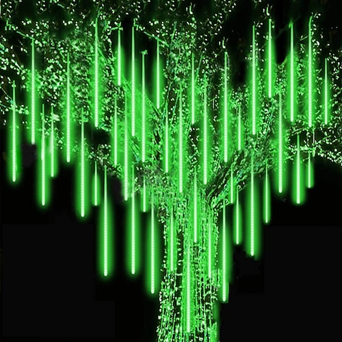 2 Pack Meteorregen Lichter Außen 30cm 8 Röhren 192 LED Fallender Regenlichter Steckdosen Eiszapfen Schnee kaskadierende Lichterkette für Baum Feiertags Patio Dekorationen Image