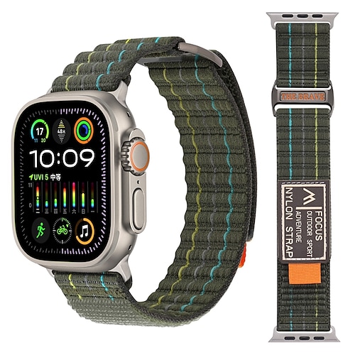 Sportarmband Kompatibel mit Apple Watch Armband 38mm 40mm 41mm 42mm 44mm 45mm 49mm Metallverschluss Verstellbar Atmungsaktiv Nylon Ersatzarmband für iwatch Ultra 2 Series 9 8 7 SE 6 5 4 3 2 1 Image