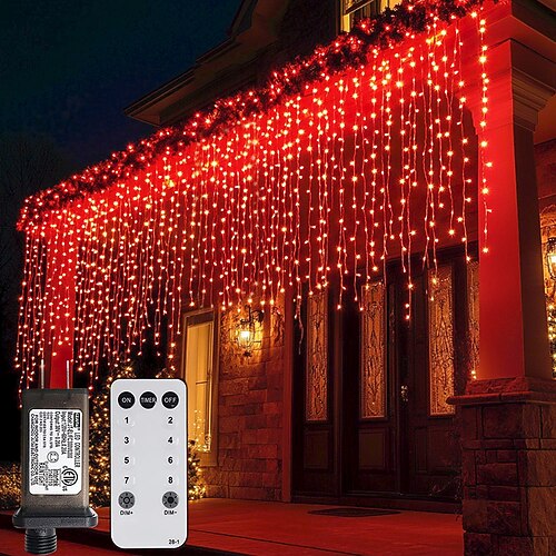 Draußen Eiszapfen Fenster Vorhanglichter 6x1M-300LED Stecker 9 Farben Fernbedienung Fenster Wanddekoration Warmweiß RGB für Schlafzimmer Party Garten Dekorationen 31V EU/US/AU/UK Stecker Image