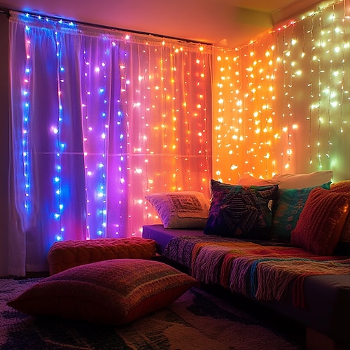 elegante LED-Fenstervorhang-Lichterkette für Hochzeitsfeiern und Empfänge – 3 m/6 m, 600 LEDs, funkelnder Stern für Zuhauseamp;Gartendeko EU/US/AU/UK Stecker Image