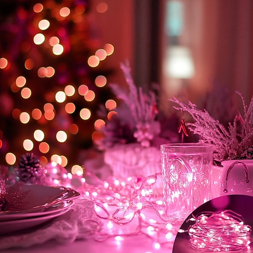 Wasserdichte Kupferdraht Lichterkette 1M-10M batteriebetriebene Feenlichter für nicht leitfähige Halloween Hochzeitsfest Innen- und Außendekoration Image