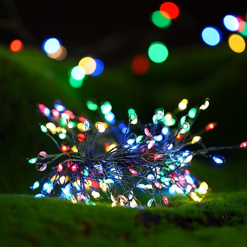 LED Lichterkette Knallkörper Kupferdraht flexibel 2M 5M Set Feengirlande Feiertagslicht für Hochzeits-Feier Raumdekoration Warmweiß Bunte Lampe AA Batteriebetrieben Image