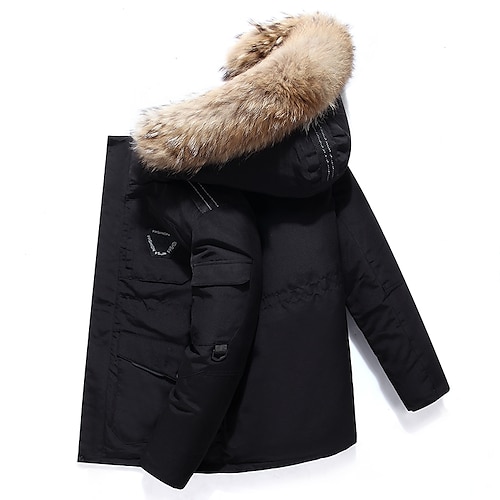 Herren Kapuzenjacke Steppjacke Pufferjacke Daunenjacke für Wanderer Skijacke Steppjacke Entendaunen Winter Herbst Draussen Thermowarm Wasserdicht Winddicht Warm Oberbekleidung Windjacke Trenchcoat