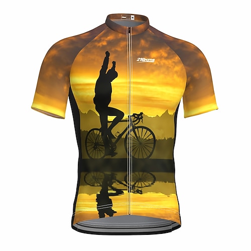 Herren Radtrikot Regenbogen Lustig LGBT Kurzarm Fahhrad Trikot Oberteil mit 3 Gesäßtaschen Mountainbike MTB Straßenradsport Schnelltrocknend Weich Rückentasche Bequem Sport Schwarz Weiß Gelb Image