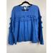 J. Crew Tops | J. Crew Blue Tiered Ruffle Long Sleeve Top Sz 14 Chambray Lightweight Semi Sheer | Color: Blue | Size: 14