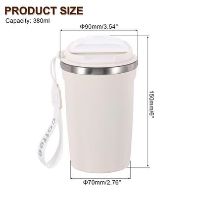 Insulated Travel Mug, 13 Oz Coffee Cup with Leakproof Lid and Lanyard