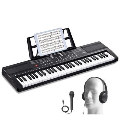 61 Key Digital Keyboard Piano, Electric Portable Piano Keyboard Kit with Built-In Dual Speakers Headphones Microphone