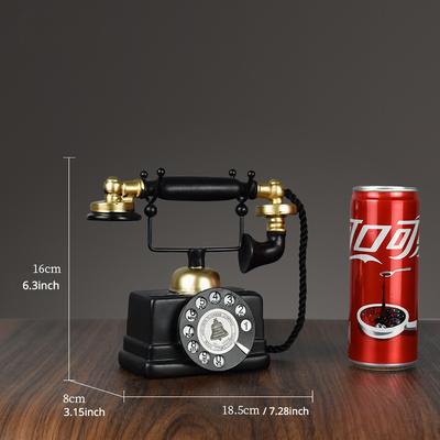 TEMU Vintage Style Decorative Telephone - Classic American Study Room Decor, Resin Material, Antique Handcrafted Rotary Phone Replica For Bookshelf, Cabinet Display â€“ Unique Gift Item