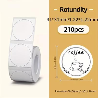 TEMU Marklife P50 Compatible -resistant Label Paper, 50mm/30mm Round, Waterproof Synthetic Paper For Clothing Tags, Food Dates, Barcodes, Single Use, Oil & Image