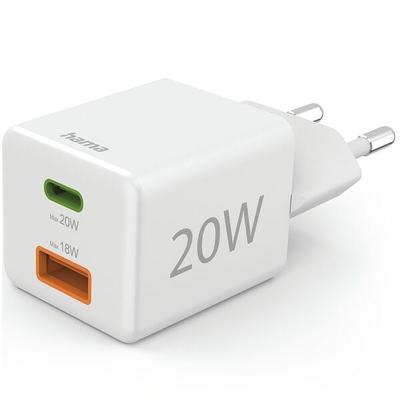 Hama Schnellladegerät USB-C / USB-A 20 W weiß, 3.4x2.9x3.5 cm Image