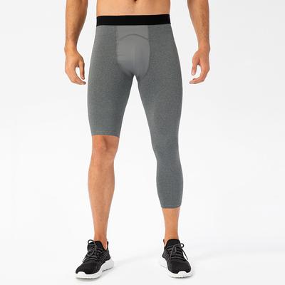 Men's Running Tights Leggings Base Layer One Leg High Waist Base Layer Outdoor Athleisure Spandex Breathable Quick Dry Soft Fitness Gym Workout Running Sportswear Activewear Solid Colored Black White