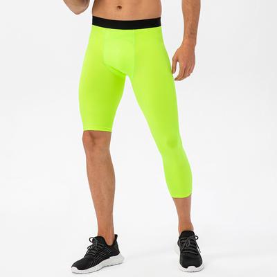 Men's Running Tights Leggings Base Layer One Leg High Waist Base Layer Outdoor Athleisure Spandex Breathable Quick Dry Soft Fitness Gym Workout Running Sportswear Activewear Solid Colored Black White