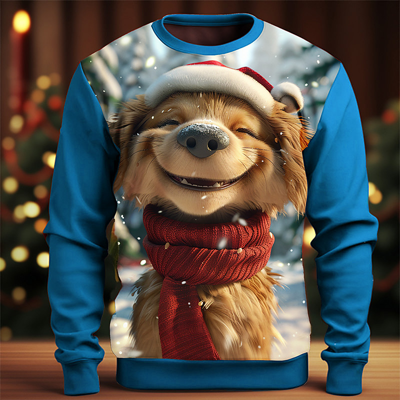 Christmas Men's Dog 3D Print 3D Sweatshirts Sweatshirt Sweatshirt Long Sleeve Sweatshirt Crew Neck 3D Funny 3D Print Vacation Club Party Crewneck 3D Print 3D Winter Spring Fall