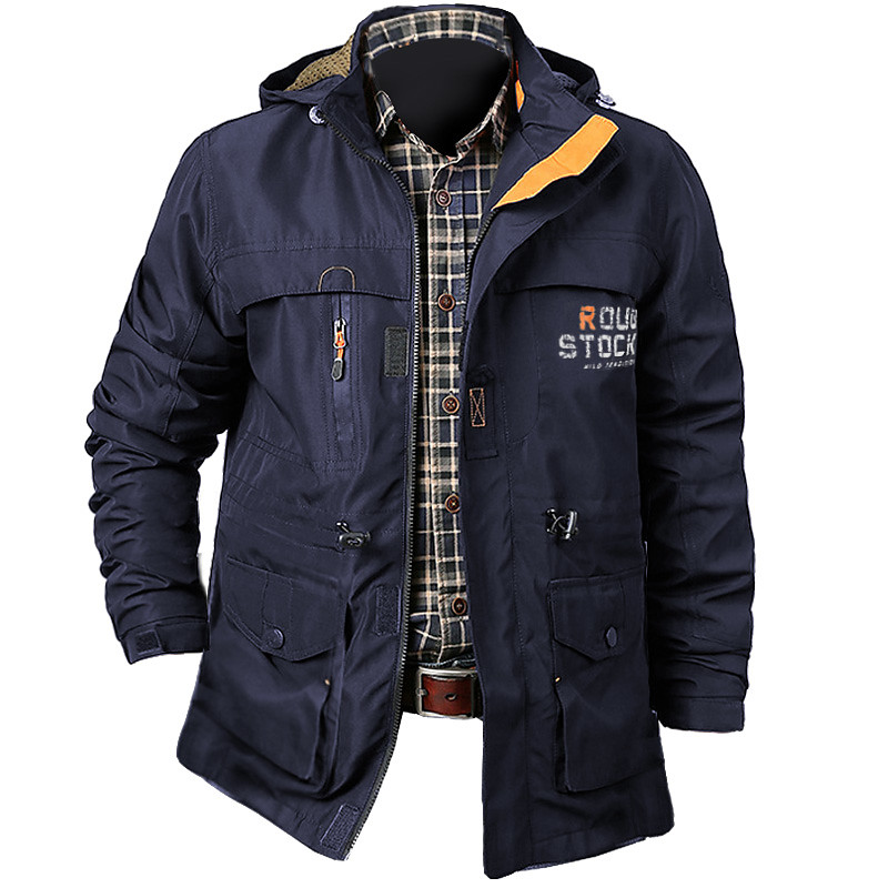 Men's Letter Printed Outdoor Jacket Coat Tactical Practical Waterproof Casual Sports Outdoor Daily Wear Zip Front Adjustable Drawstring Hood Graphic Fall Winter Standing Collar Long Sleeve Black Army