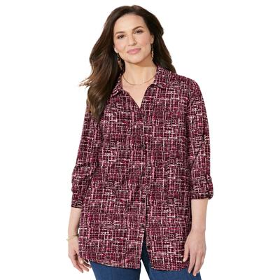 Plus Size Women's The Timeless Blouse by Catherines in Midnight Berry Painted Tweed (Size 1XWP)