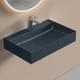 Doporro - Lavabo Suspendu avec Bonde Vasque à Poser Gris Noir Mat 60x38x12cm Lave Mains
