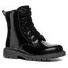 Schnürstiefel GEOX "J SHAYLAX GIRL A", Kinder, Gr. 27, schwarz, Leder, casual, Schuhe, Bikerboots, Winterstiefel, Boots mit Reißverschluss