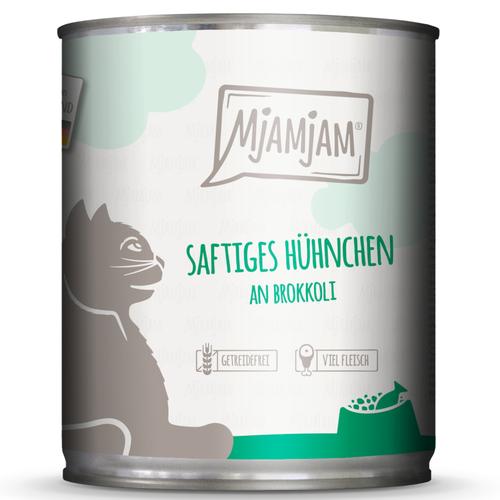 6x 800g MjAMjAM saftiges Hühnchen an Brokkoli Katzenfutter nass