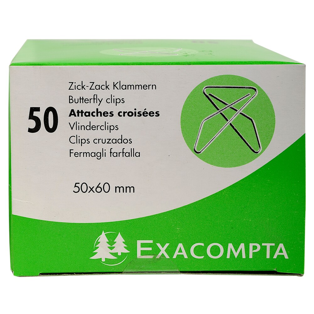 Exacompta 14766E 20x Box mit 50er Zick-Zack Büroklammern - 50x60mm - Silber Image