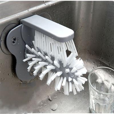 TEMU Creative Suction Wall Lazy Cup Brush: Glass Cleaning Brush For Kitchen Use - 17.5cm/6.89in Height, 14cm/5.51in Base