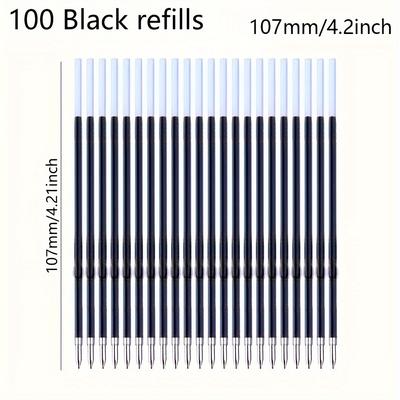 TEMU 100pcs/box 0.7mm Ballpoint Pen Refill Black Blue Red Replaceable Core Universal 107mm Length Press Style Pen Office Supplies Image