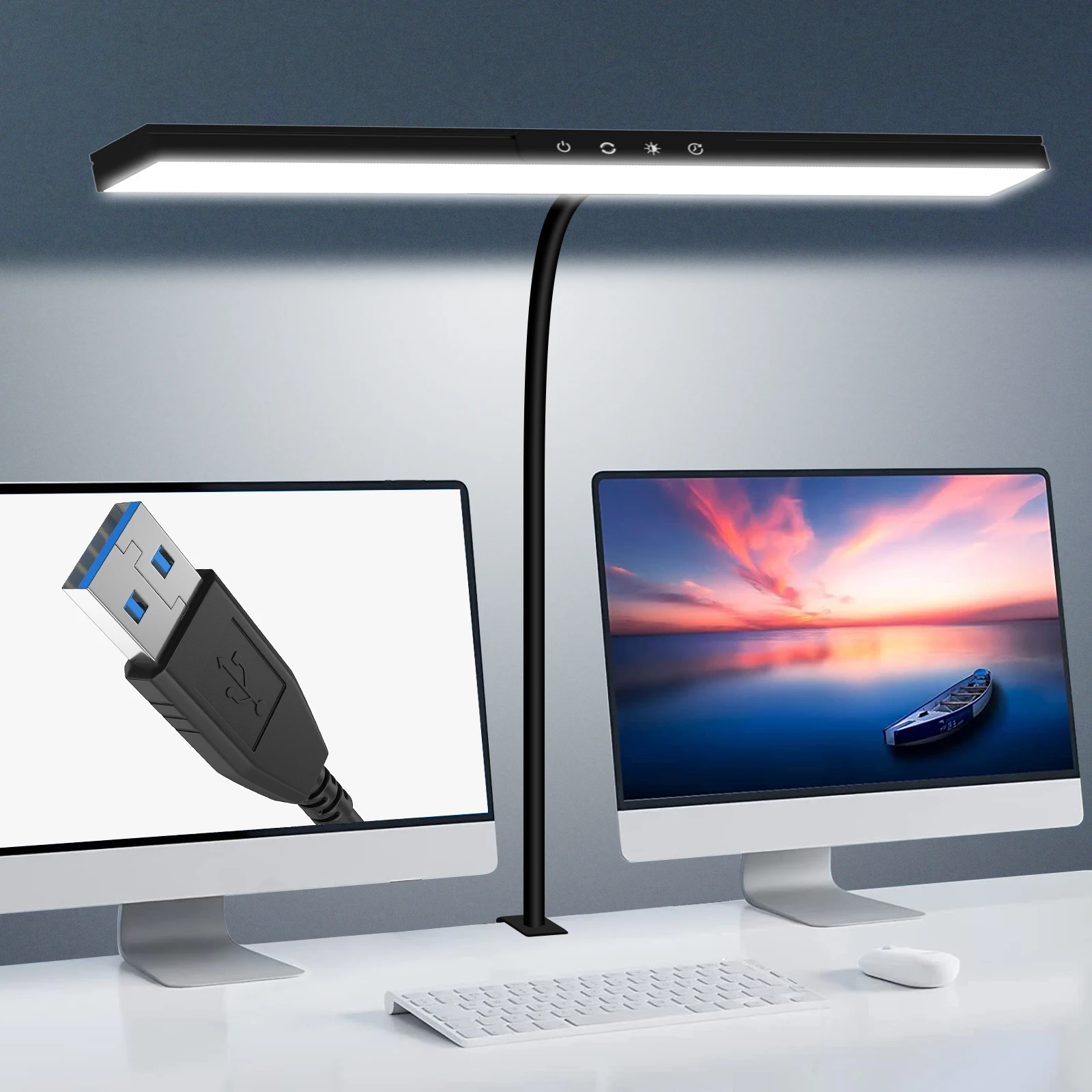 Lampe de bureau LED Dimmable 12W 40CM lampe de bureau pince Protection des yeux lampe de Table moniteur bureau lampe de bureau col de cygne pince lumière