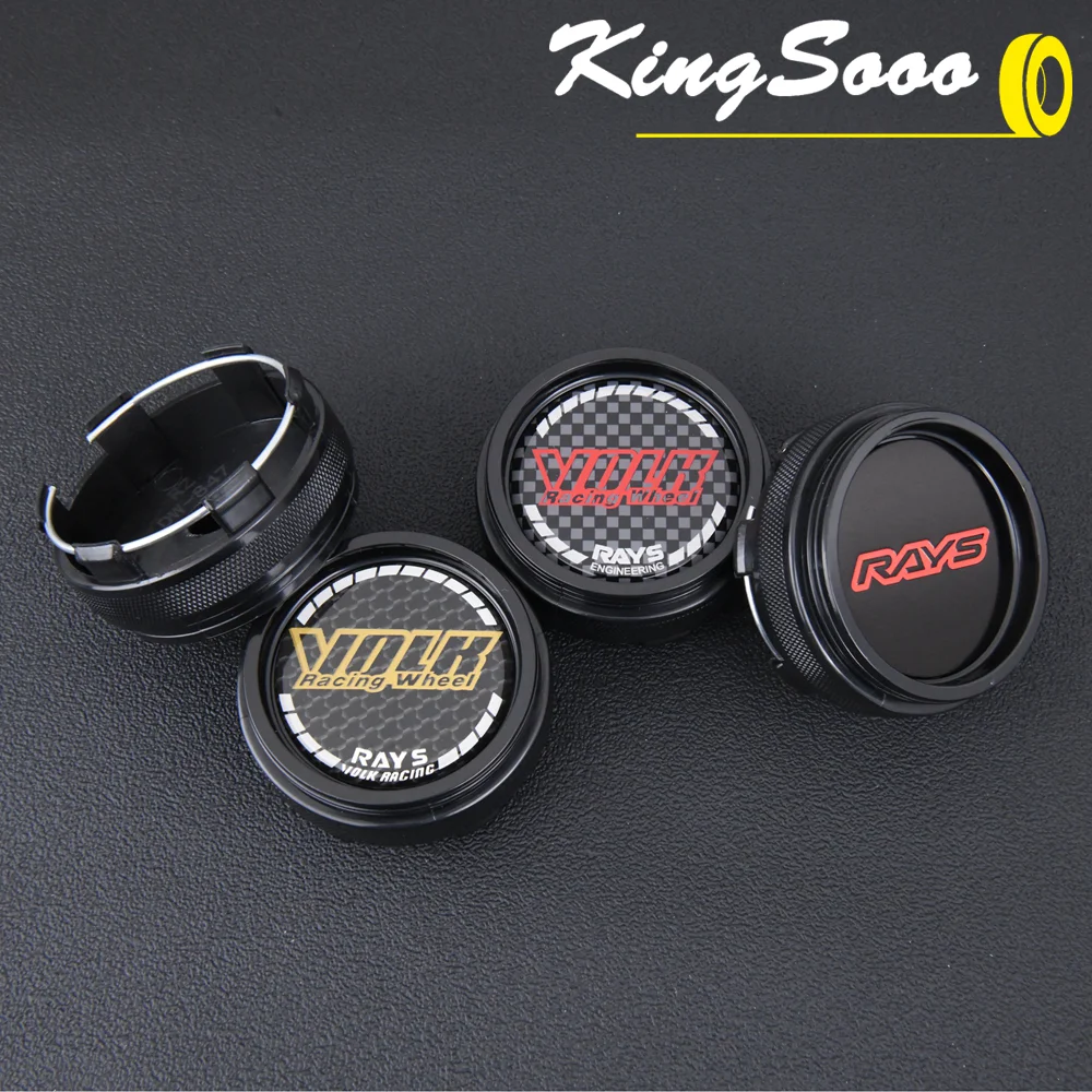 4 pièces JDM Sport jante capuchon Clip 62mm VOLK rayons emblème autocollant roue Center moyeu casquettes voiture couverture capuchon noir et argent