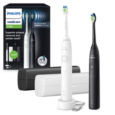 Elektrische Zahnbürste PHILIPS SONICARE "Series 5300 HX7109/01" Elektrozahnbürsten weiß (.) mit Andruckkontrolle, 2 Intensitätsstufen, inkl. Ladegerät