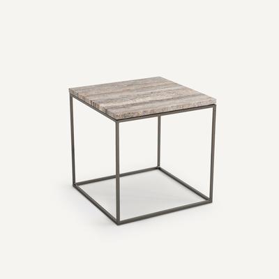 Mahaut Metal & Travertine Side Table