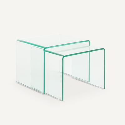 Set of 2 Cristalline Tempered Glass Side Tables
