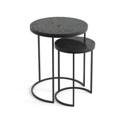Set of 2 Anaximène Lava Stone Side Tables