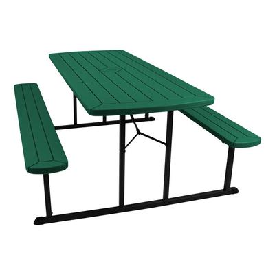 National Public Seating BMPT Series 6' Green Folding Picnic Table with Black Frame