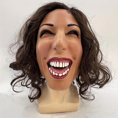 TEMU 1pc Realistic Female Latex Mask, Old Lady Mask, Costume, Crimson , Crossdressing Queen, Party Props, Craft Tools, Doll Making Supplies, Rubber Material