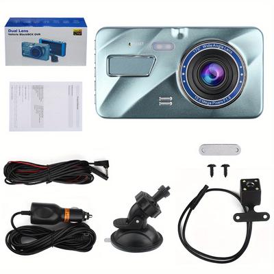 TEMU Dual Dash Cam Front And Rear, 4'' Fhd Ips Screen Car Driving Recorder, 1080p Fhd Dashboard Camera, Backup Camera Night Vision, Park Monitor, G-sensor, For