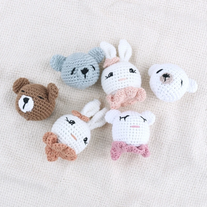 Crochet perle têtes lapin perles en vrac pour bébé anneau dentition Anti-chute sucette chaîne bricolage hochet accessoire