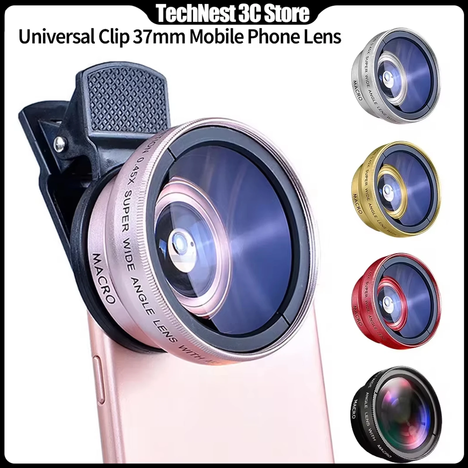 Objectif de téléphone portable à 2 fonctions, grand angle 0,45x et objectif macro HD 12,5x, universel pour iPhone, téléphone Android, smartphone