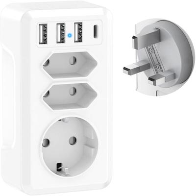7-in-1-Reiseadapter mit 3 usb- und USB-C-Frankreich-zu-UK-Adapter, englischer Stecker, Image