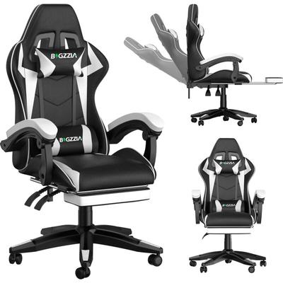 Bigzzia - Gaming Stuhl mit Fußstütze PU-Kunstleder Bürostuhl Ergonomisch - Gamer Stuhl Racing Image