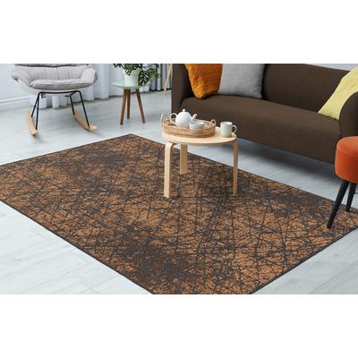 Teppich KAYOOM "Kalea 225", gelb, B:160cm H:8mm L:230cm, Polyester, Teppiche, Flachgewebeteppich mit Relief-Design, Used-Look, moderne Farben Image
