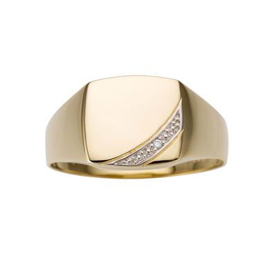 Goldring FIRETTI "Schmuck Geschenk Gold 333 Herrenring Goldring Siegelring" Gr. 22, weiß (gelbgoldfarben, silberfarben, weiß), Fingerringe, Herren, 22, 0,005 ct P2 = erkennbare Einschlüsse, Gelbgold 333-Diamanten, 11mm, Gelbgold 333, Diamanten, mit... Image