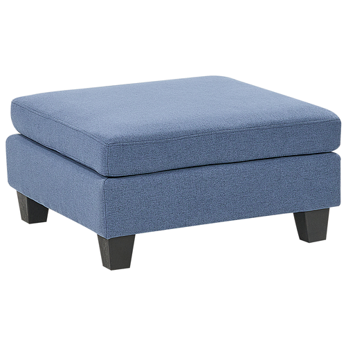 Ottomane Blau Stoffbezug mit Schwarzen Beinen Modern Quadratisch Wohnzimmer Schlafzimmer Ausstattung Sitzmöbel Fußhocker