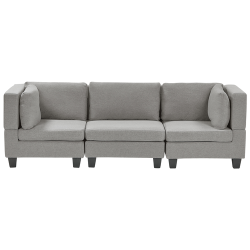 Sofa Hellgrau Stoffbezug mit Schwarzen Beinen 3-Sitzer Modulsofa Wohnzimmermöbel Modern Wohnzimmer Salon Wohnecke Sitzecke