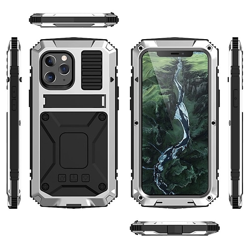 Handy Hülle Handyhüllen Für iPhone iPhone 17e 16 15 14 Pro Max Plus 16e 13 12 11 Pro Max Mini Wasserdicht Ganzkörperhülle Rüstung Militärschutz mit Frontscheibenglasfolie Metall Silikon Image