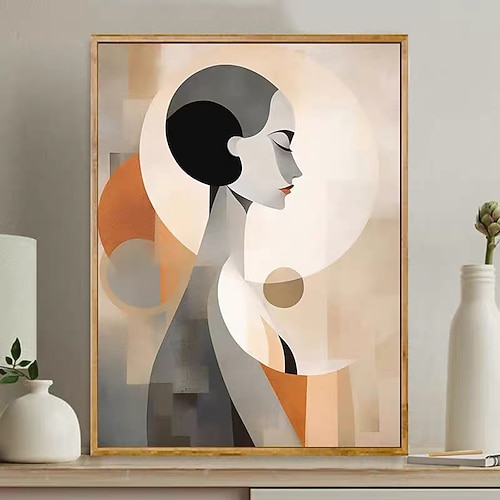 handgemaltes abstraktes Gemälde von Lady Gril, handgemachte weibliche Kunst, abstraktes Porträt, Frau, Schönheit, abstrakte Kunst, Heimwanddekor, kein Rahmen Image