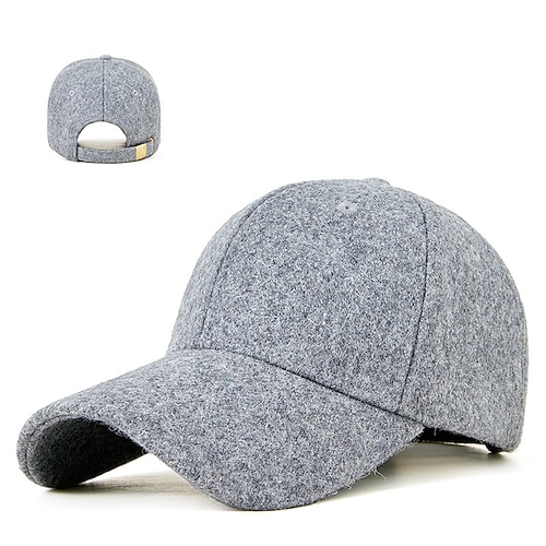 Herren Cap Basecap Sonnenhut Kappe Schwarz Hellgrau Polyester Modisch Brautkleider schlicht Strasse Täglich Feste Farbe warm Fleece-Futter Einstellbar Windundurchlässig Image